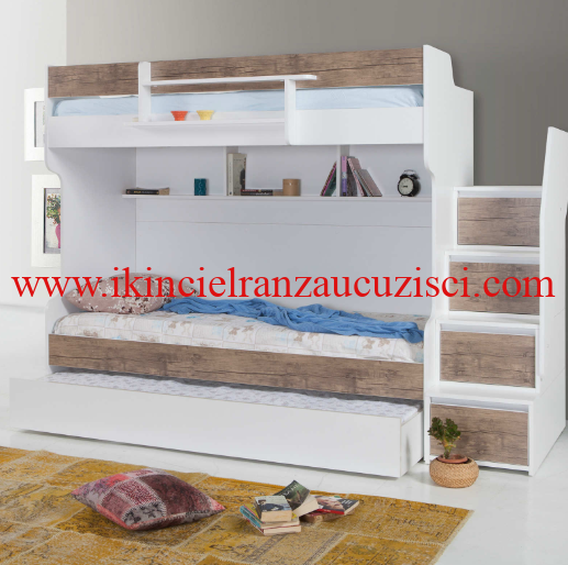 3 kişilik merdivenli çekmeceli ranza