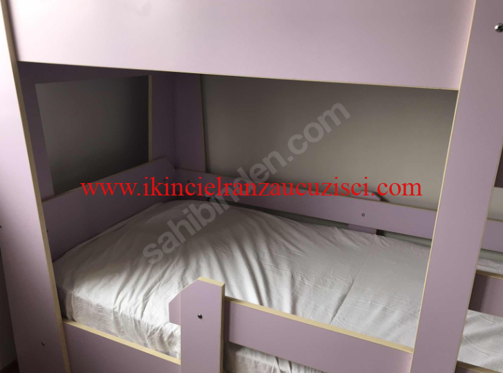 Modüler 2 katlı eflatun renkli ahşap ranza