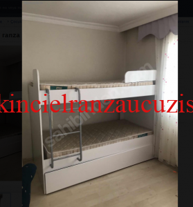 KALIN VE SAĞLAM DAYANIKLI RANZA 90X190CM SİYAH 8 3 kişilik 2 yatak dahil ikinci el sağlam merdivenli ranza