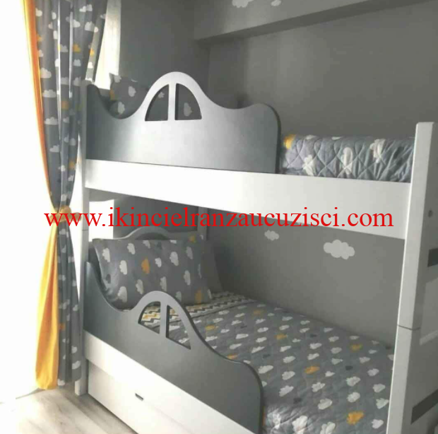 çift renk 2 katlı ahşap genç odası ranzası