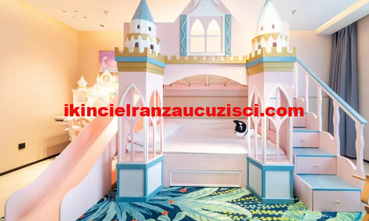 Kale Ranza Şato kale kız ranzası ve yatak pembe elsa prenses ranza